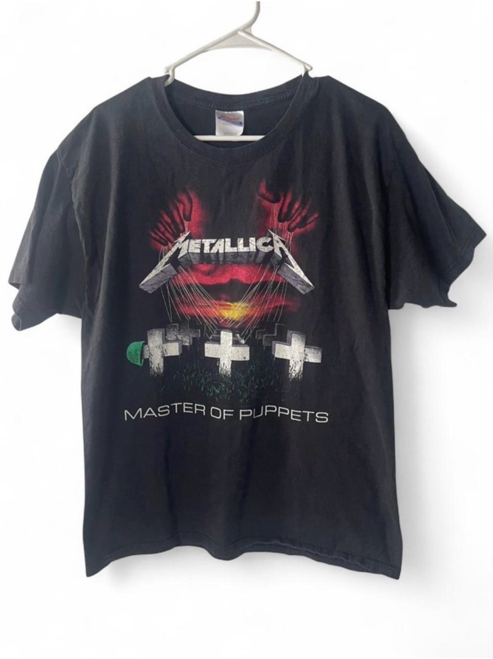 Hanes Black Heavyweight Tee with Blue and Red Label